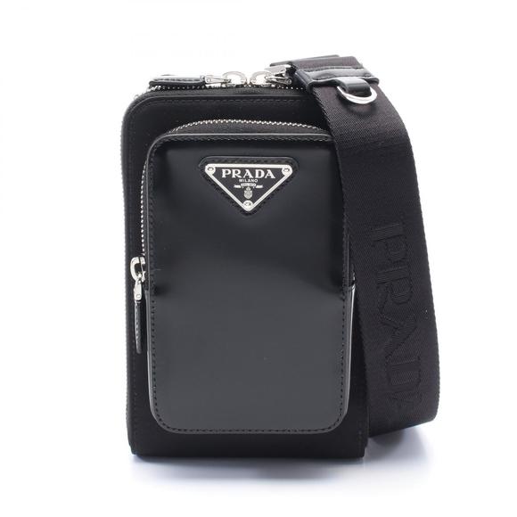 Prada TESSUTO SPAZZOL Phone Case Shoulder Bag Leather Black - Picture 1 of 4